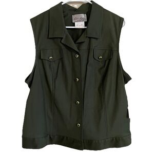 VTG Military Inspired Vest Women's 20 (L) Button Up Green Chic Indie New